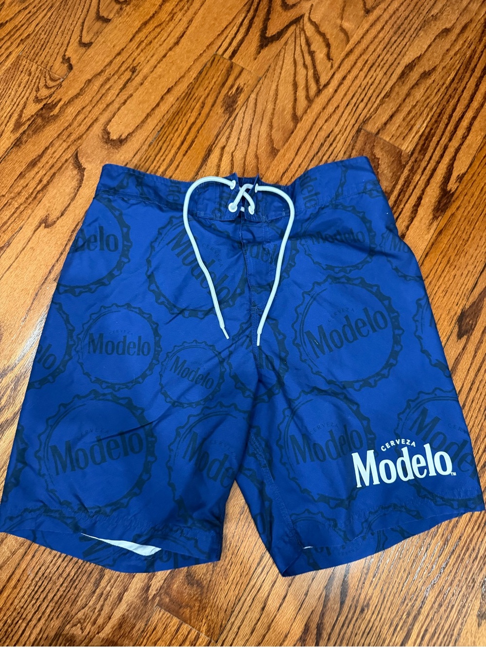 ModelCo Blue Swim Trunks with White Drawstring